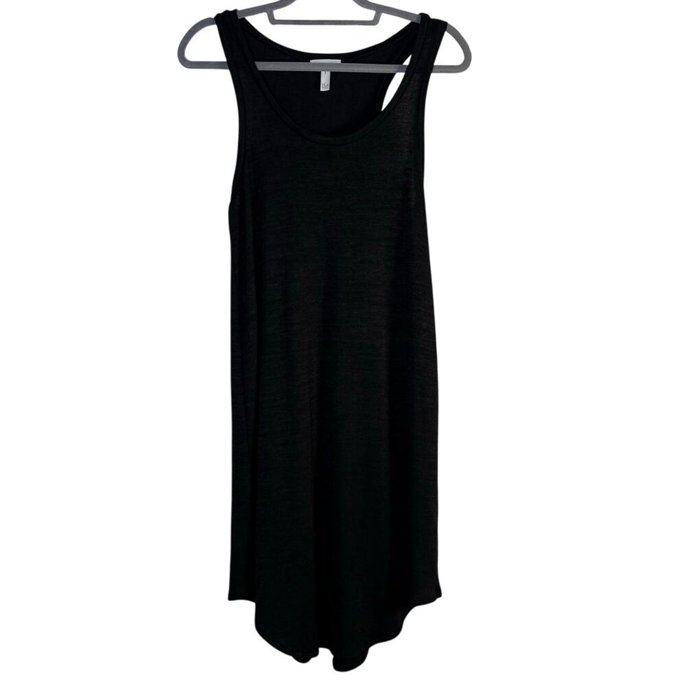 Leith Racerback Tank Swing Dress Black High Low Curved Hem Summer Mini Small